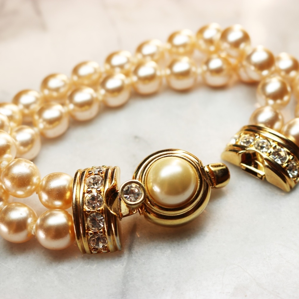 Kenneth Jay Lane Double Strand Pearl Bracelet